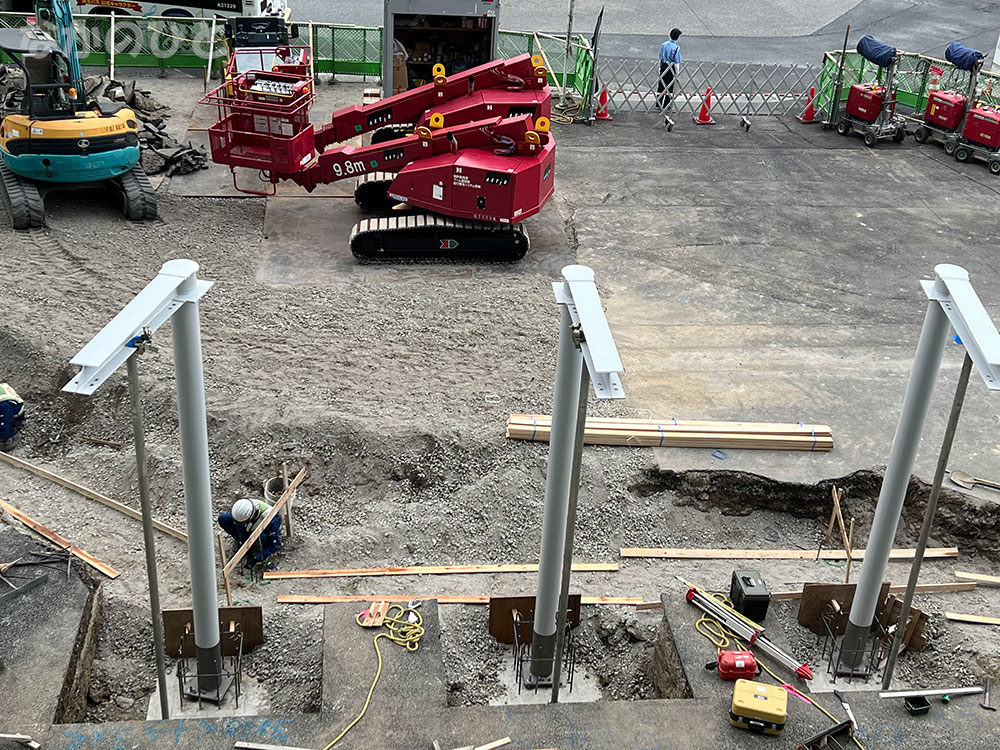 柱を作っている様子